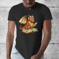 Reading Dragon Book Lover Bookworm Reader Men's V-Neck T-Shirt