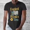 Reading Hobby Bookshelves Library Fueled By Books And Tea Men's V-Neck T-Shirt