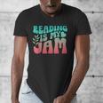 Reading Is My Jam Book Lover Bookworm Teacher Library Reader Men's V-Neck T-Shirt