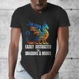 Reading Lover Easily Distracted By Dragons And Books Dragon Men's V-Neck T-Shirt