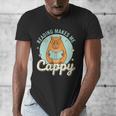 Reading Makes Me Cappy Bookworm Capybara Book Reading Men's V-Neck T-Shirt