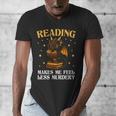 Reading Makes Me Feel Less Murdery Book Dragon Men's V-Neck T-Shirt Reading Makes Me Feel Less Murdery Book Dragon Men's V-Neck T-Shirt