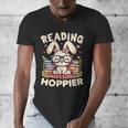 Reading Makes You Hoppier Bunny Book Fans Toddler Kid Men's V-Neck T-Shirt