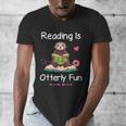Reading Is Otterly Fun Sea Otter Book Loving Librarian Men's V-Neck T-Shirt