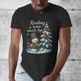 Reading Is Snow Much Fun Christmas Books Snowman Bookworm Men's V-Neck T-Shirt