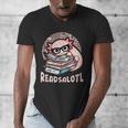 Readsalotl Axolotl Reading Books Glasses Bookworm Pun Fun Men's V-Neck T-Shirt