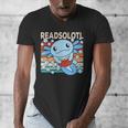 Readsolotl Blue Kawaii Axolotl Book Lover Reading Retro Men's V-Neck T-Shirt Readsolotl Blue Kawaii Axolotl Book Lover Reading Retro Men's V-Neck T-Shirt