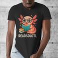 Readsolotl Kawaii Axolotl Reading Book Lover Men's V-Neck T-Shirt