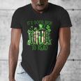 Retro Book Lucky Reading Teacher St Patrick's Day -Adults Small Cotton Blend Polyester Blend Short Sleeve Men's V-Neck T-Shirt