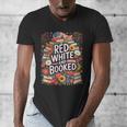 Retro Floral Red & Booked Library Reading 4th Of July Men's V-Neck T-Shirt Retro Floral Red & Booked Library Reading 4th Of July Men's V-Neck T-Shirt