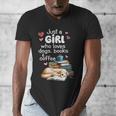 Retro Just A Girl Who Love Dogs Books And Coffee Bookworm Men's V-Neck T-Shirt