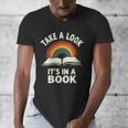 Retro Rainbow Take A Look It's In A Book Reading Men's V-Neck T-Shirt