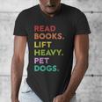 Retro Read Books Lift Heavy Pet Dogs Gym Book Lover Men's V-Neck T-Shirt