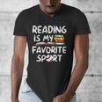 Retro Reading Is My Favorite Sport Baseball World Book Day Men's V-Neck T-Shirt Retro Reading Is My Favorite Sport Baseball World Book Day Men's V-Neck T-Shirt