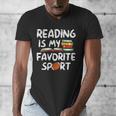 Retro Reading Is My Favorite Sport Football World Book Day Men's V-Neck T-Shirt Retro Reading Is My Favorite Sport Football World Book Day Men's V-Neck T-Shirt