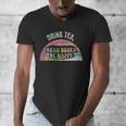 Retro Vintage Drink Tea Read Books Be Happy Reading Men's V-Neck T-Shirt