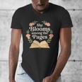 She Blooms Among The Pages Women Mom Wife Floral Book Quote Men's V-Neck T-Shirt