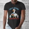 Silly Goose With Books Teacher Club School Educator Men's V-Neck T-Shirt Silly Goose With Books Teacher Club School Educator Men's V-Neck T-Shirt