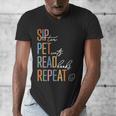 Sip Tea Pet Cats Read Books Repeat Book Cat Lover Men's V-Neck T-Shirt