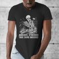 Skeleton Reading Book Anxious Stressed True Crime Obsessed Men's V-Neck T-Shirt Skeleton Reading Book Anxious Stressed True Crime Obsessed Men's V-Neck T-Shirt