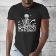 Skeleton Reading Book Floral Dark For Book Lovers Men's V-Neck T-Shirt