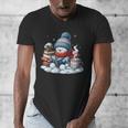 Snowman Reading Books Lovers Librarian Bookworm Christmas Men's V-Neck T-Shirt