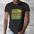 Softball Just A Girl Comic Book Style Graphic For Teens Men's V-Neck T-Shirt Softball Just A Girl Comic Book Style Graphic For Teens Men's V-Neck T-Shirt