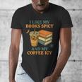 Spicy Books And Iced Coffee Book Lover Smut Reader Men's V-Neck T-Shirt