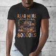 Spooky Halloween Bookshelf Bookcase Read More Books Men's V-Neck T-Shirt