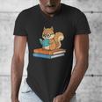Squirrel Reading Book Glasses Bookworm Librarian Men's V-Neck T-Shirt Squirrel Reading Book Glasses Bookworm Librarian Men's V-Neck T-Shirt