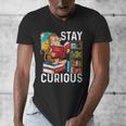 Stay Curious Monkey Reading Book Lover Bookworm Men's V-Neck T-Shirt