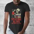 Staying Alive One Book At A Time Skeleton Reading Librarian Men's V-Neck T-Shirt Staying Alive One Book At A Time Skeleton Reading Librarian Men's V-Neck T-Shirt