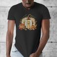 Teacher Book Pumpkin Fall Reading Thanksgiving Autumn Men's V-Neck T-Shirt