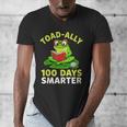 Toad-Ally 100 Days Smarter Frog Reading Book 100 School Day Men's V-Neck T-Shirt Toad-Ally 100 Days Smarter Frog Reading Book 100 School Day Men's V-Neck T-Shirt