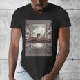 Totally Weird Tees Cat Library Book Reading Literary Men's V-Neck T-Shirt