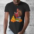 Turkey Reading Books Fall Thanksgiving Teacher Book Men's V-Neck T-Shirt