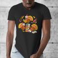 Turkey Reading Books Fall Thanksgiving Teacher Librarian Men's V-Neck T-Shirt