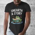 Unearth a Story Frog Reading a Book Summer 2026 Men's V-Neck T-Shirt Unearth a Story Frog Reading a Book Summer 2026 Men's V-Neck T-Shirt