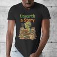 Unearth a Story Triceratops Dinosaur Reading Books Cute Dino Men's V-Neck T-Shirt