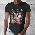 Watercolor Butterfly Fairy Read Book Library Fantasy Novel Men's V-Neck T-Shirt