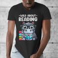 Wild About Reading Book Lover Hippo Men's V-Neck T-Shirt