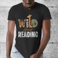 Wild About Reading Books Animal Theme Bookworm Library Day Men's V-Neck T-Shirt Wild About Reading Books Animal Theme Bookworm Library Day Men's V-Neck T-Shirt