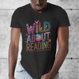 Wild About Reading Books Readers Lovers Bookworm Library Day Men's V-Neck T-Shirt
