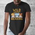 Wild About Reading Cute Animal Book Lover Kids Men's V-Neck T-Shirt Wild About Reading Cute Animal Book Lover Kids Men's V-Neck T-Shirt