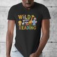 Wild About Reading Kid Love Wild Animal Books Back To School Men's V-Neck T-Shirt Wild About Reading Kid Love Wild Animal Books Back To School Men's V-Neck T-Shirt
