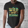 WILD ABOUT READING I Love Books Bookworm Library Day Men's V-Neck T-Shirt