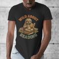 Wild About Reading Sloth Coffee Teacher Book Lover Men's V-Neck T-Shirt Wild About Reading Sloth Coffee Teacher Book Lover Men's V-Neck T-Shirt