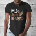 Wild About Reading Teacher Books Reader Lovers Leopard Zebra Men's V-Neck T-Shirt Wild About Reading Teacher Books Reader Lovers Leopard Zebra Men's V-Neck T-Shirt