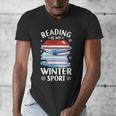 Winter Reading Book Bookworm Winter Men's V-Neck T-Shirt Winter Reading Book Bookworm Winter Men's V-Neck T-Shirt