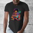 Woman Reading Book Lover Geometric Girl Afro History Men's V-Neck T-Shirt